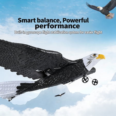 YONGSHI RC Airplane, Remote Control Eagle Plane, RTF Aircraft, 2.4GHZ 2CH Flying Bird with 2 Batteries and 6-Axis Gyro Stabilizer Propeller, Easy to Fly for Beginners