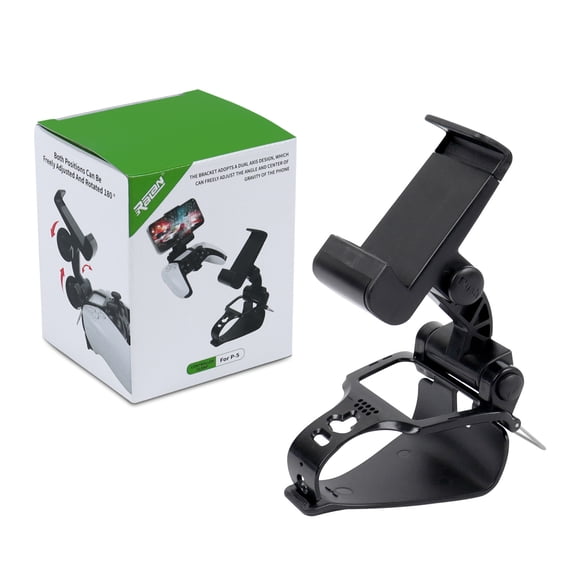 YONGYIII Upgraded Phone Controller Mount for PS5 DualSense Wireless Controller Cellphone Clip Holder with Adjustable Bracket,black