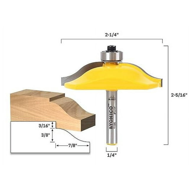 YONICO Raised Panel Door Router Bits 2Inch Diameter Ogee 1/4