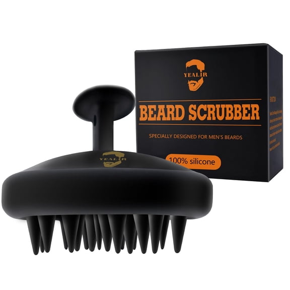 Beard Brush for Men, Silicone Beard Scrubber, Deep Cleans, Hair & Beard Exfoliator