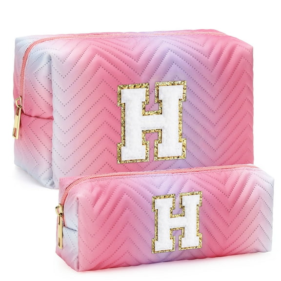 YOOLIFE 2 Pieces Makeup Bags for Women, Travel Toiletry Bag with Makeup Pouch Cosmetic Bag Beauty Bag Cute Pink Makeup Bag