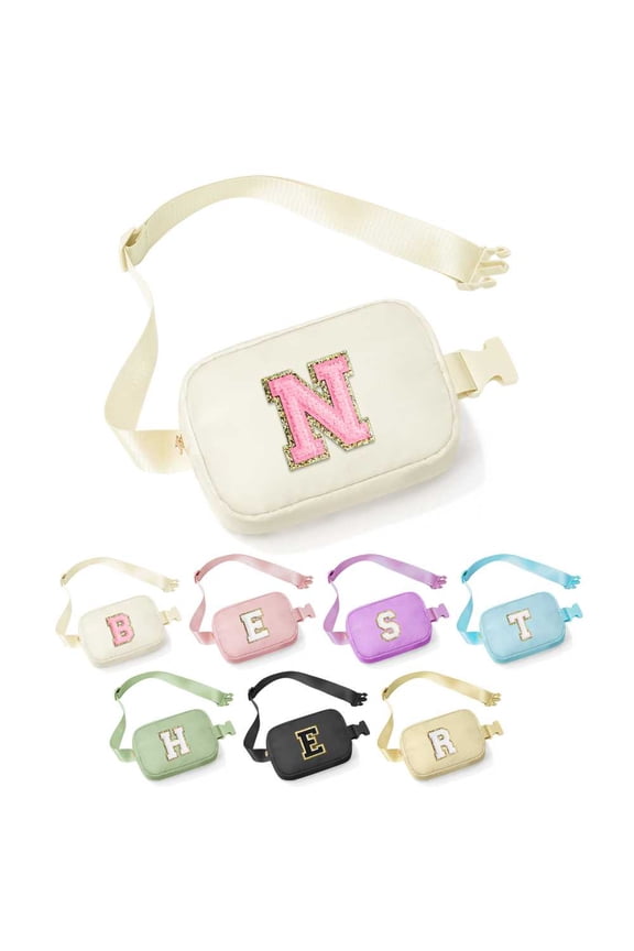 30th 40th 50th 60th 70th Birthday Gifts for Women Mom Daughter Friend, Personalized Gifts for Women, Initial Fanny Pack Belt Bag Crossbody Bags, Beige N