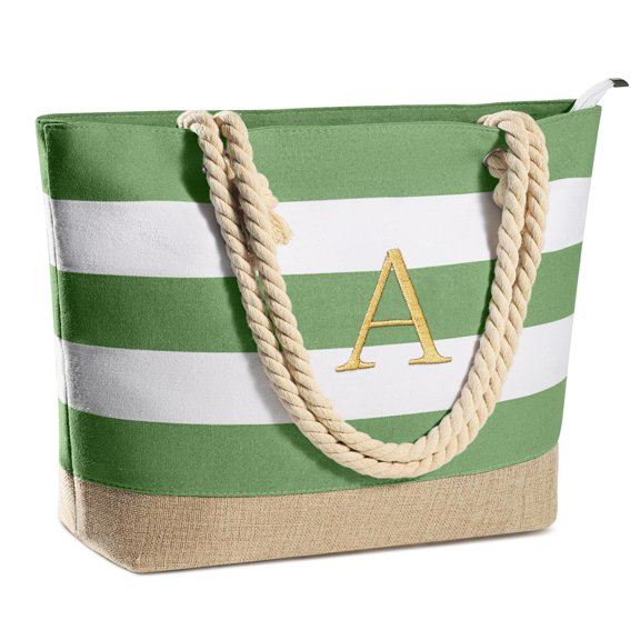 YOOLIFE Beach Bag for Women Mom - Monogram Travel Canvas Beach Tote Bag Waterproof Pool Bag Customized Gifts for Her Friends Female Mom Teacher Personalized Birthday Gifts A A101