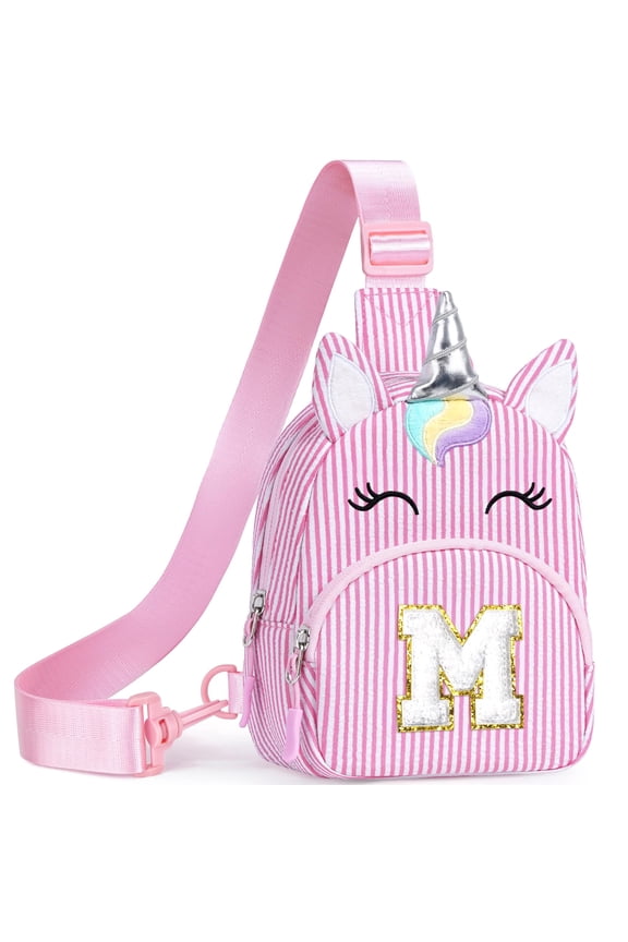 Birthday Gifts for 2 -8 Year Old Girl, Small Sling Bag Initial Fanny Pack for Little Girl Purse, Crossbody Bag for Sister Granddaughter, Pink (m)