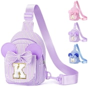 Initial Backpack for Women, Travel Crossbody Bags for Her, Cute Sling Gift Bag, Birthday Gifts for Women, Travel Essentials, Purple, K
