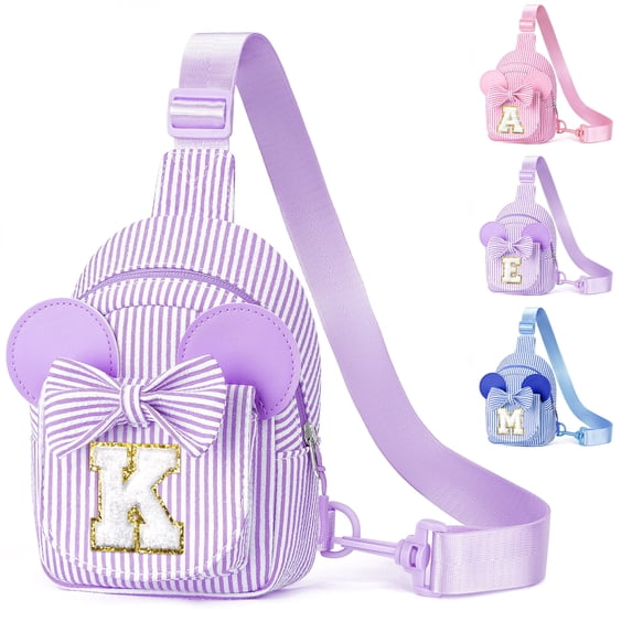 Yoolife Initial Backpack for Women, Travel Crossbody Bags for Her, Cute Sling Gift Bag, Birthday Gifts for Women, Travel Essentials, Purple, K