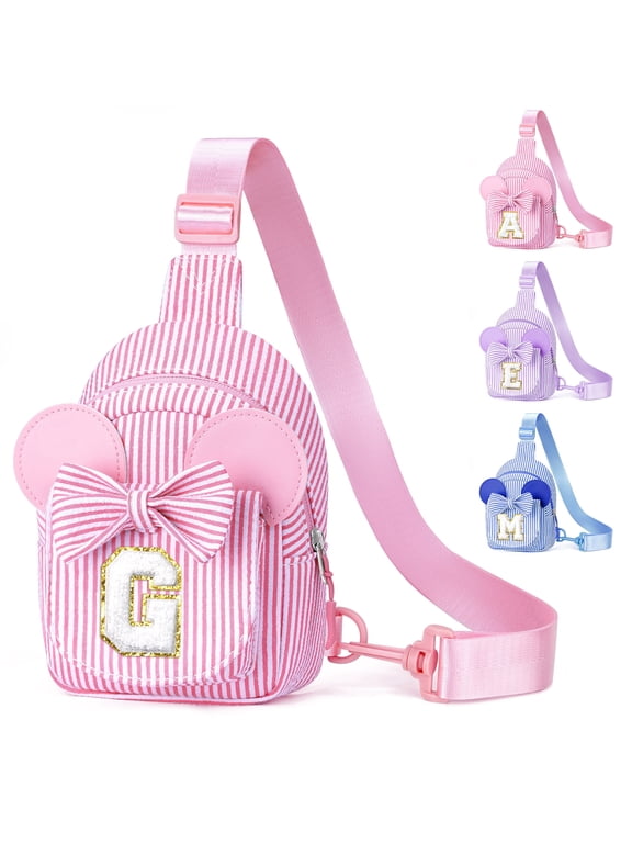 Initial Crossbody Bags for Women, Travel Sling Gift Bag for Her, Cute Backpack, Birthday Gifts for Women, Travel Essentials, Pink, G