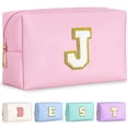 thumbnail image 1 of YOOLIFE Birthday Gifts for Girls, Travel Makeup Bag Chenille Letter Pouch Cosmetic Bag, Makeup Travel Organizer, Monogrammed Bridesmaid Gifts for Women, Cute Stuff for Girls (Pink J), 1 of 7