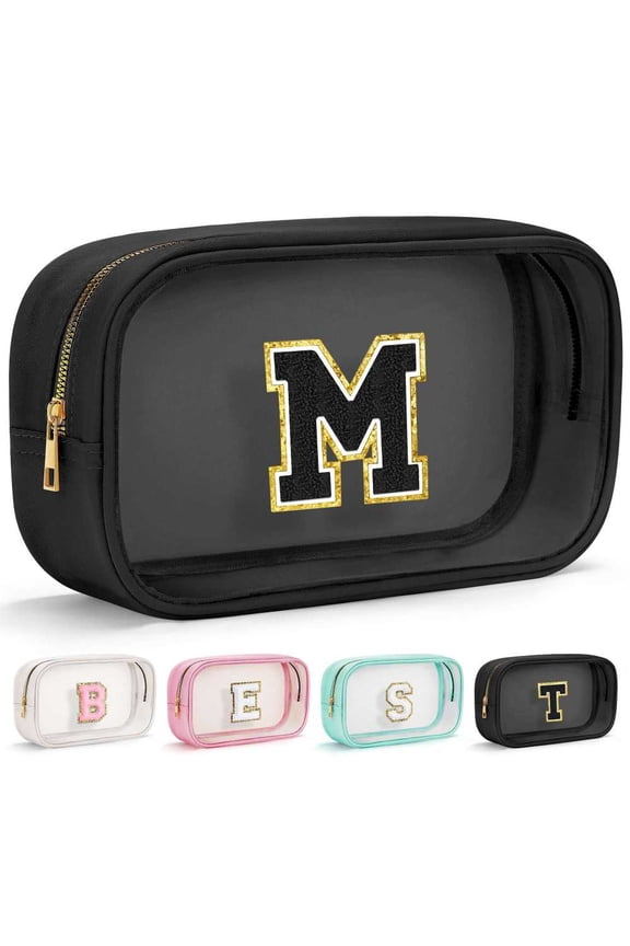 Birthday Gifts | Initial Birthday Gifts for 3 4 5 6 7 8 9 10 11 12 13 Year Old Girls Clear Makeup Bag Cosmetic Travel Beach Bag Car Organizer Essentials for Women Men | Gifts for Girls Kids M