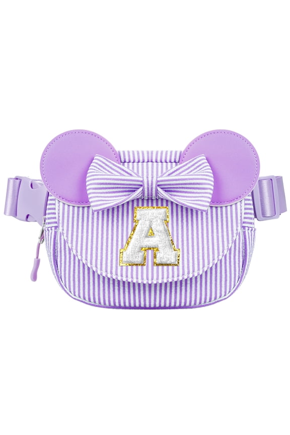 Birthday Gifts for Kids Girls Birthday Gift - Birthday Gifts for 4 5 6 7 8 Year Old Girls, Initial Crossbody Bag Letter Belt Bag Pink Fanny Pack Sling Bags Purse for Girl Kids, Purple A