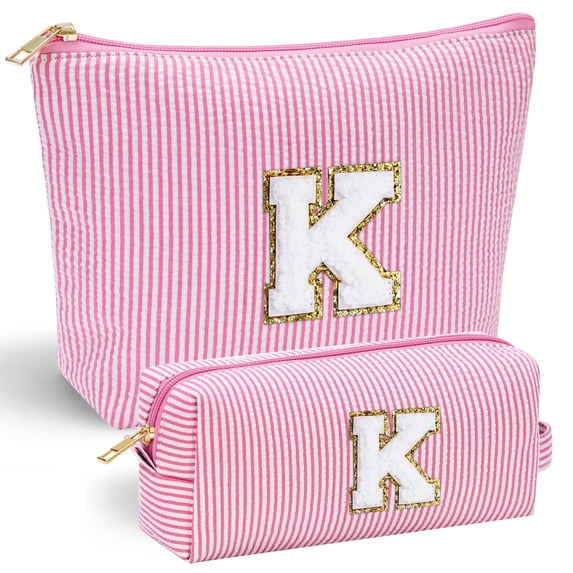 YOOLIFE Birthday Gifts for Women Kids Teen Girls Birthday Gifts for 6 7 8 9 10 11 12 13 Year Old Girls Initial Birthday Gift Makeup Bag for Girl Daughter Sister Teacher Friend Girlfriend Pink K