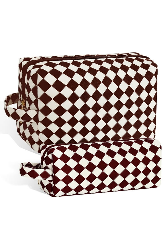 Cosmetic Bag Cute Makeup Bag, Travel Makeup Bag Makeup Pouch Gifts for Her Teen Girl Gifts Toiletry Bag Diamond Shape Plaid