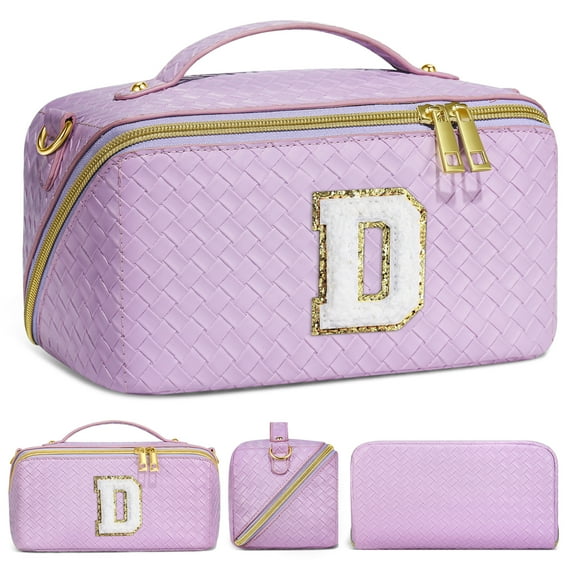 YOOLIFE Cosmetic Bag Makeup Travel Bag, Small Makeup Bag with Zipper Adjustable Strap Travel Make Up Organizer Case Personalized Gifts for Women