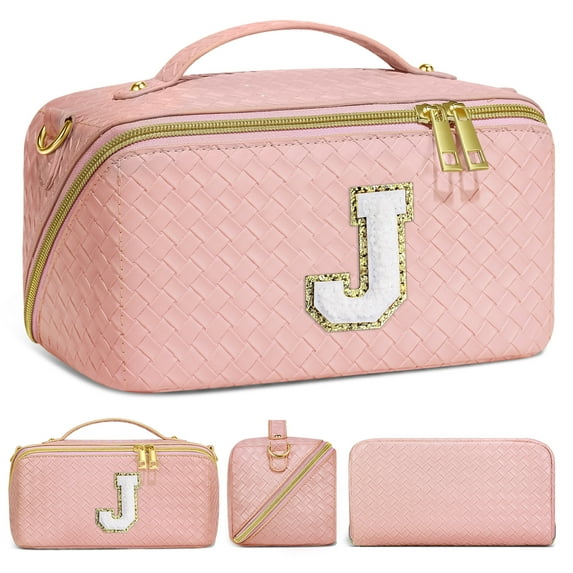 YOOLIFE Cosmetic Bag Makeup Travel Bag, Small Makeup Bag with Zipper Adjustable Strap Travel Make Up Organizer Case Personalized Gifts for Women