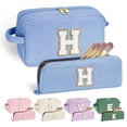 thumbnail image 1 of YOOLIFE Cosmetic Bag for Women - Monogram Cute Initial Black Makeup Bag Cosmetic Toiletry Pouch Make Up Case for Women Her Best Friend Mom Sister Teacher, Personalized Birthday Gifts for Women H, 1 of 7