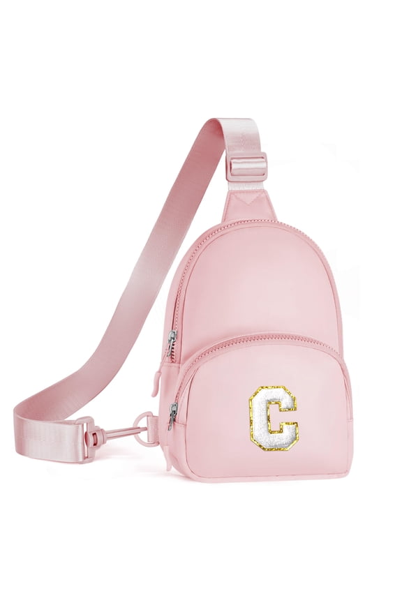 Crossbody Bags for Girl, Girls Women Birthday Gifts Monogram Sling Bag Crossbody Bags for Women Girls Preppy Stuff Gifts for 8-12 Fanny Packs Best Friend Birthday Gift (Pink C)