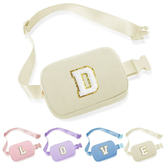 YOOLIFE Crossbody Bags for Women, Initial Corduroy Fanny Pack Crossbody Bag for Women Cross Body Bag for Women