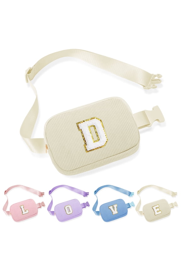 Crossbody Bags for Women, Initial Corduroy Fanny Pack Crossbody Bag for Women Cross Body Bag for Women
