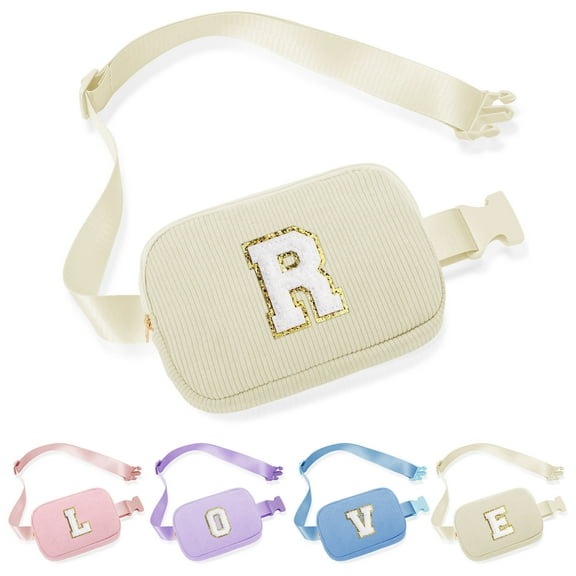 YOOLIFE Crossbody Bags for Women, Initial Corduroy Fanny Pack Crossbody Bag for Women Cross Body Bag for Women