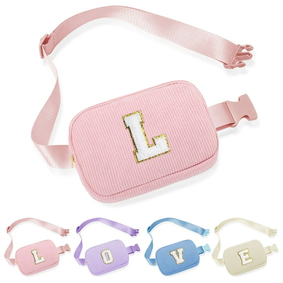 YOOLIFE Crossbody Bags for Women, Initial Corduroy Fanny Pack Crossbody Bag for Women Cross Body Bag for Women