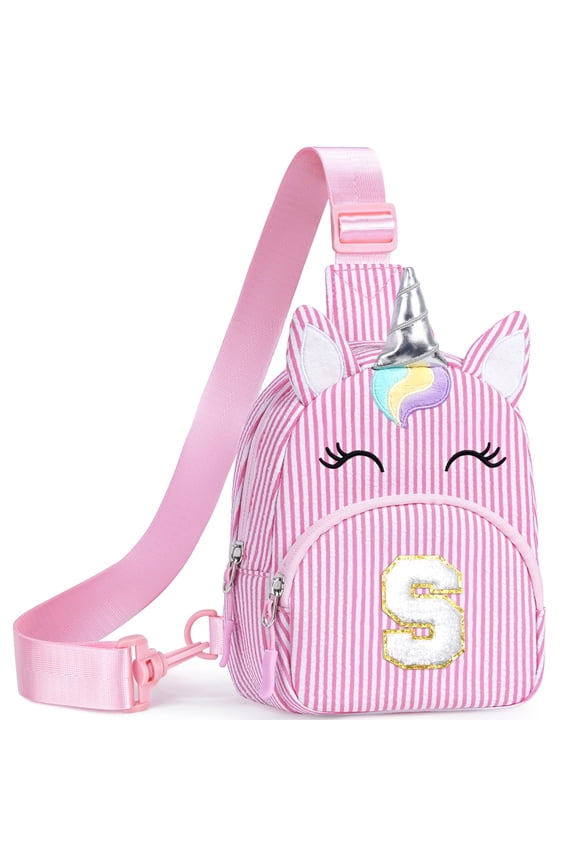 Fanny Pack Gifts for Girls, Initial Small Sling Bag Pink Crossbody Bag Unicorn Belt Bags, Birthday Gifts for 2 3 4 5 6 7 8 Year Old Girls, Pink (S)