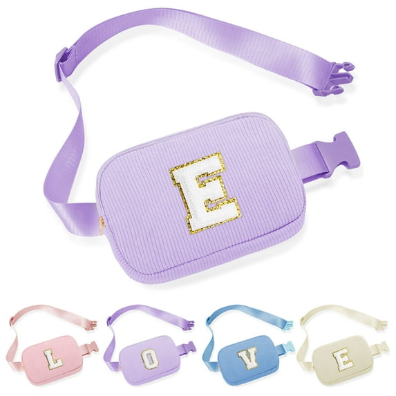 YOOLIFE Fanny Packs for Women, Initial Crossbody Bags for Women Small Cross Body Bag for Woman Corduroy Bag Travel Gifts for Women