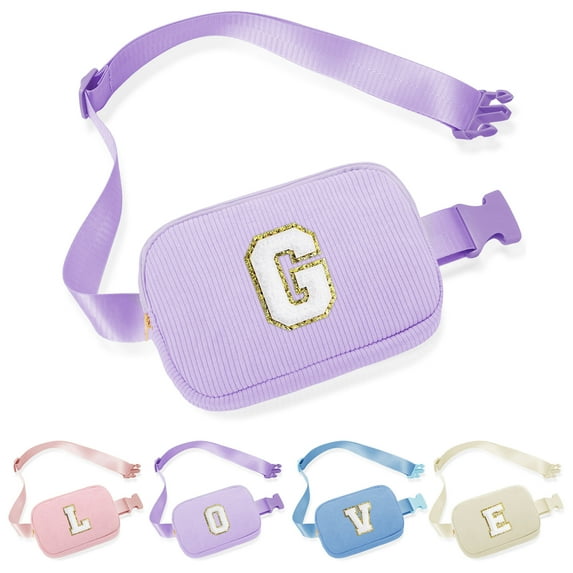 YOOLIFE Fanny Packs for Women, Initial Crossbody Bags for Women Small Cross Body Bag for Woman Corduroy Bag Travel Gifts for Women