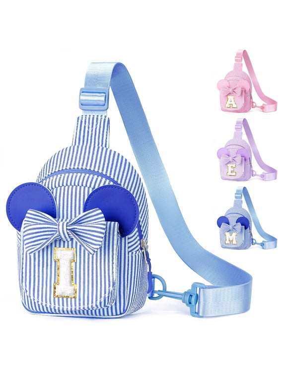Initial Sling Gift Bag for Women, Travel Crossbody Bags for Her, Cute Backpack, Birthday Gifts for Women, Travel Essentials, Blue, I