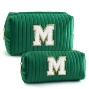 YOOLIFE Gifts for Women Girls - Birthday Gifts for Women Her Mom Teacher Friend Grandmother Daughter, Year Old Girl Gifts, Personalized Monogram Initial Blue Makeup Bag, Girls Makeup Toiletry Bag