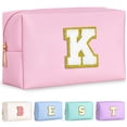 thumbnail image 1 of YOOLIFE Gifts for Women Teen Girls, Initial Makeup Bag, Cosmetic Bag Travel Toiletry Pouch (Pink K), 1 of 7