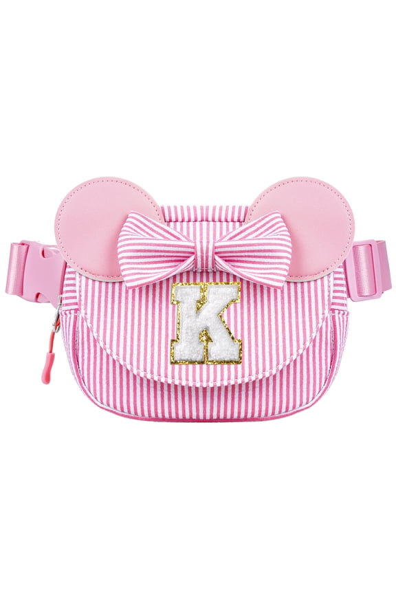 Initial Belt Bag Crossbody Bag Pink Fanny Pack Purse for Girl Kids - Birthday Gifts for 2 3 4 5 6 7 8 Year Old Girls, Birthday Gift for Girls Kids Birthday Gifts Pink K
