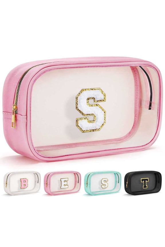 Initial Makeup Bag Preppy Cosmetic Bags, Birthday Gifts for Girls Kids Travel Gifts for Girls Teen Girlfriend Teacher Kids Preppy Stuff m