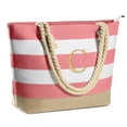 thumbnail image 1 of YOOLIFE Initial Canvas Waterproof Beach Tote Bag Zipper Personalized Gifts for Women Her Birthday Travel Beach Essential, 1 of 6