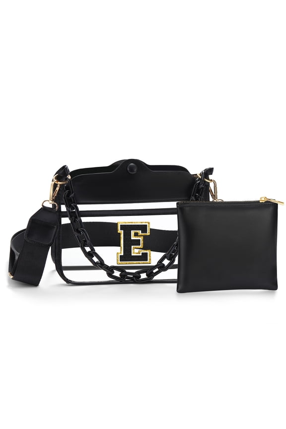 Initial Clear Bag for Stadium Events, Clear Bag Stadium Approved Clear Crossbody Bag Clear Purse Clear Stadium Bag Gifts for Women