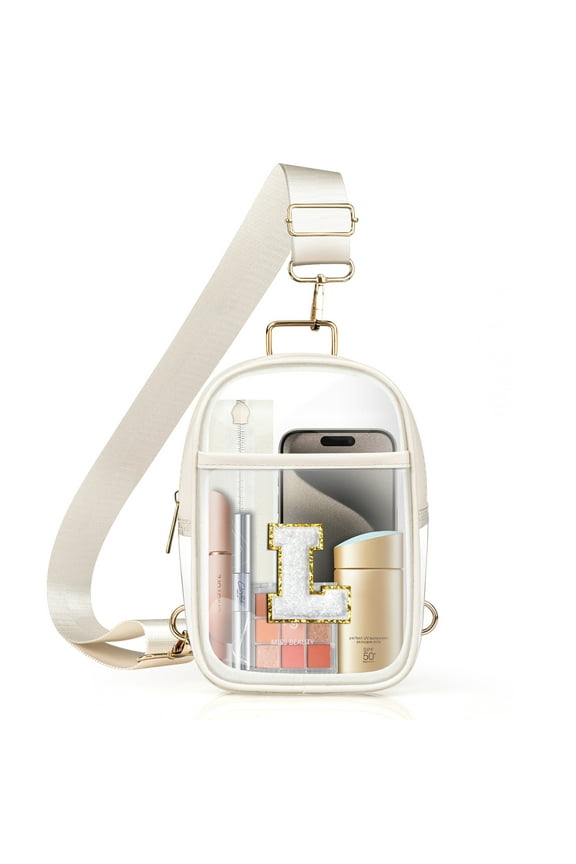 Initial Clear Bag for Stadium Events, Clear Bag Stadium Approved Clear Crossbody Bag Clear Purse Clear Stadium Bag Gifts for Women
