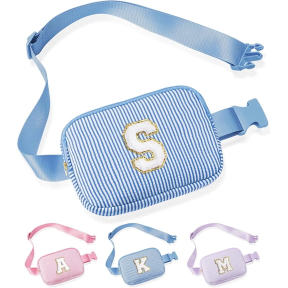 YOOLIFE Initial Crossbody Bag Belt Bag | Fanny Pack Gifts for Daughter Sister Friends | Gifts for Girls | Personalized Gift for Women | Belt Bag Fanny Pack | Blue S