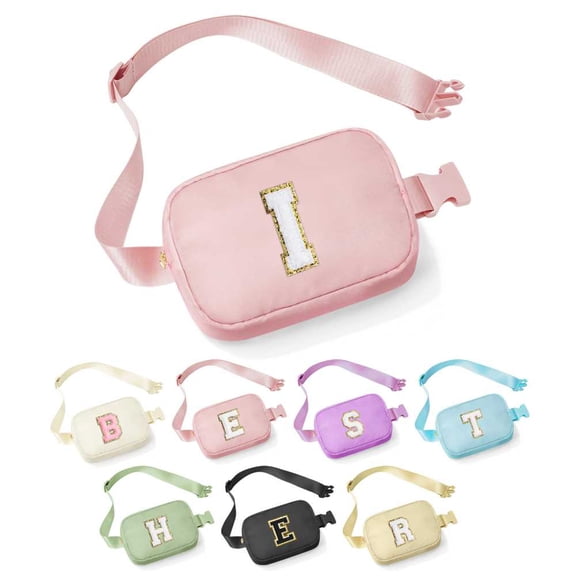 YOOLIFE Initial Crossbody Bags for Women - Belt Bag Fanny Packs for Women Cross Body Bag Sling Bag Black Small Waist Packs Mothers Day Gifts Travel Accessories Monogrammed Gifts I