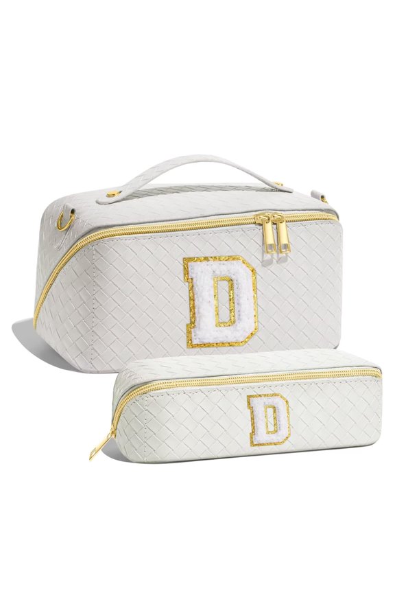 Initial Makeup Bag Cosmetic Bag, Monogram Travel Makeup Bag with Zipper Makeup Bag Cute Skincare Bag Travel Essentials Personalized Gifts for Women