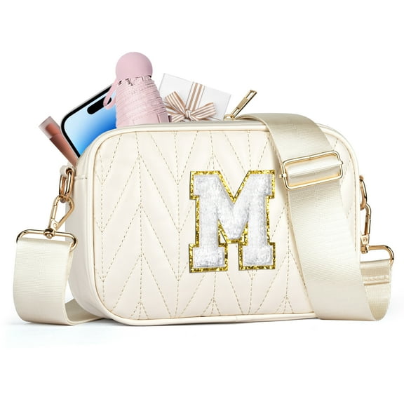 YOOLIFE Initial Makeup Bag for Women Teen Girls, Travel Cosmetic Bag Make Up Bag Pouch Gifts for Women