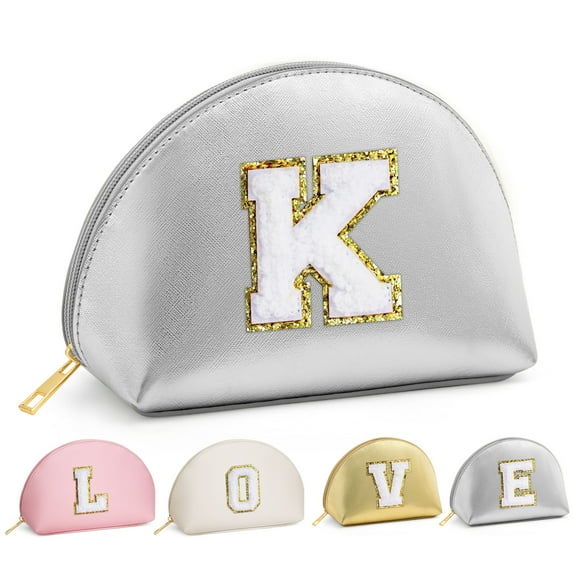 YOOLIFE Initial Makeup Bag for Women Teen Girls, Travel Cosmetic Bag Make Up Bag Pouch Gifts for Women