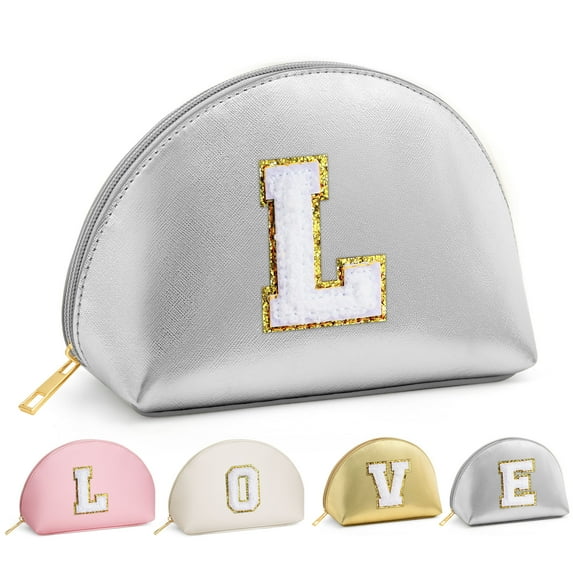 YOOLIFE Initial Makeup Bag for Women Teen Girls, Travel Cosmetic Bag Make Up Bag Pouch Gifts for Women