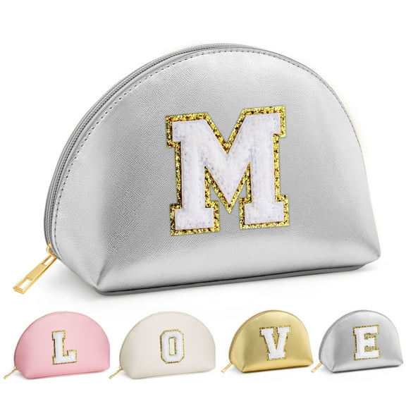 YOOLIFE Initial Makeup Bag for Women Teen Girls, Travel Cosmetic Bag Make Up Bag Pouch Gifts for Women