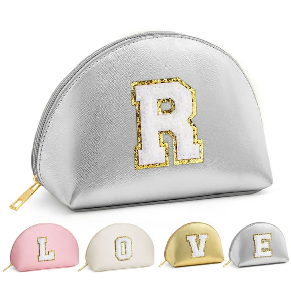 YOOLIFE Initial Makeup Bag for Women Teen Girls, Travel Cosmetic Bag Make Up Bag Pouch Gifts for Women