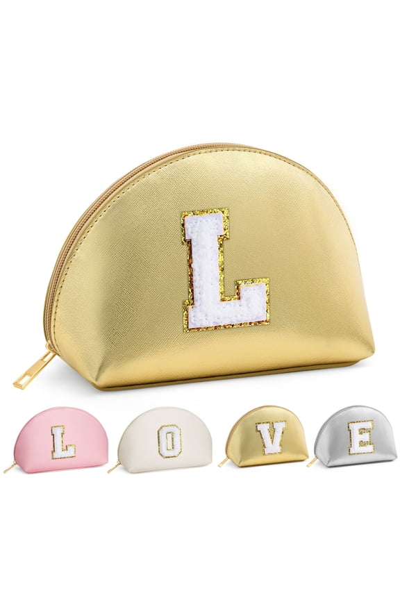 Initial Makeup Bag for Women Teen Girls, Travel Cosmetic Bag Make Up Bag Pouch Gifts for Women