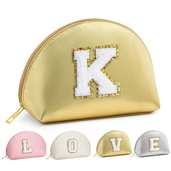 YOOLIFE Initial Makeup Bag for Women Teen Girls, Travel Cosmetic Bag Make Up Bag Pouch Gifts for Women