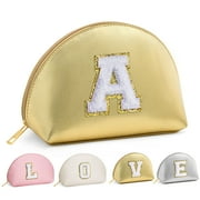 YOOLIFE Initial Makeup Bag for Women Teen Girls, Travel Cosmetic Bag Make Up Bag Pouch Gifts for Women