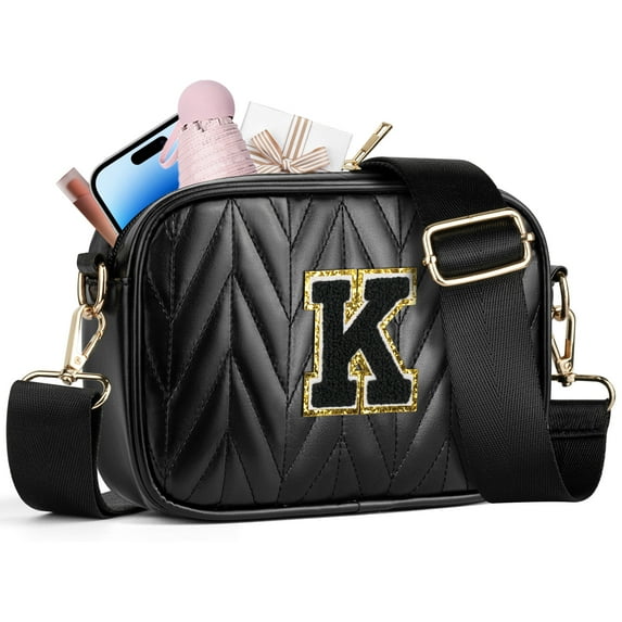 YOOLIFE Initial Makeup Bag for Women Teen Girls, Travel Cosmetic Bag Make Up Bag Pouch Gifts for Women