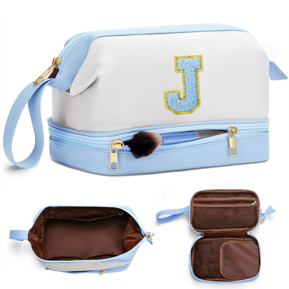 YOOLIFE Initial Makeup Bag for Women Travel Cosmetic Bag Makeup Organizer Bag Cute Makeup Bag Waterproof Toiletry Bag Personalized Gifts for Women