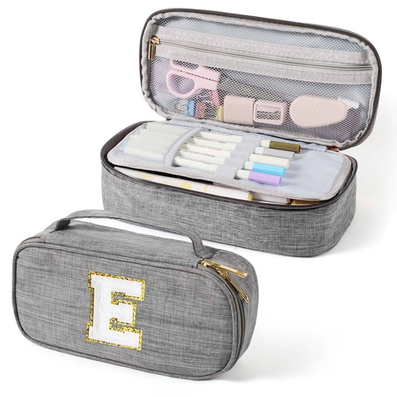 Yoolife Initial Pencil Case Capacity Pencil Pouch Handheld Pen Bag Cute Portable Gift for Office Women Gifts Aesthetic Pencil Case Pencil Pouch Pink