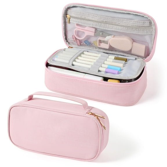 Yoolife Initial Pencil Case Capacity Pencil Pouch Handheld Pen Bag Cute Portable Gift for Office Women Gifts Aesthetic Pencil Case Pencil Pouch Pink